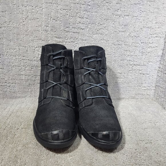 Sorel Toronto Women's US Size 9 Black Suede Lace Up Ankle Wedge Boots NL2115-010 - Picture 2 of 12